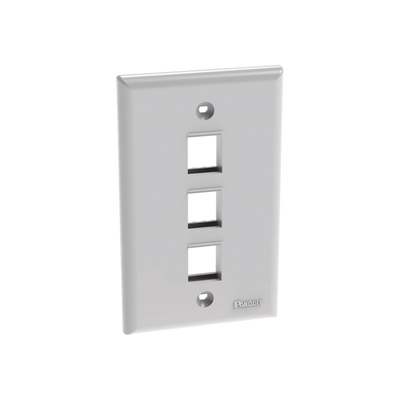 Placa de Pared Vertical / 3 Puertos Keystone / ABS / 69.8 x 114.3 mm / 2.75 x 4.5 pulg. / Blanco
