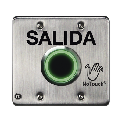 Botón de Salida NoTouch / Sensor Infrarrojo IR / Acero Inoxidable 304 / Salida Doble / Contacto Seco Forma C / LED Bicolor / 4.5 x 4.5 x 0.26 pulgadas