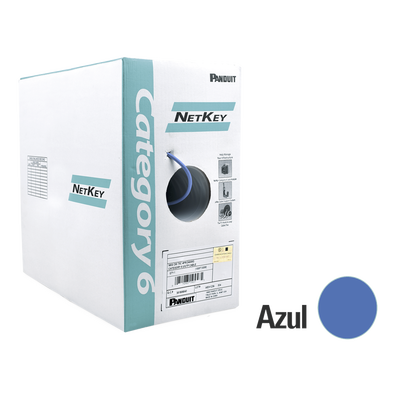 Bobina de Cable UTP / 305 m (1000 pies) / Categoría 6 / 24 AWG / Riser CMR / 4 Pares / Cobre / Azul