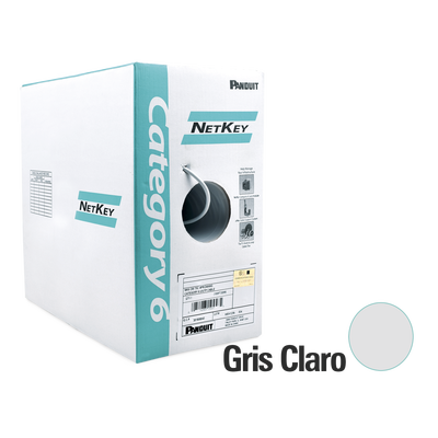 Bobina UTP Cat 6 / 305m (1000ft) / 24 AWG Cobre / CMR Riser / 250 MHz / 4 Pares / Gris Claro