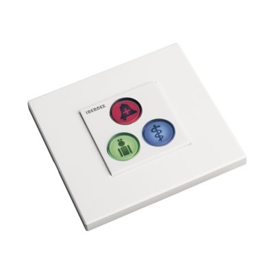 Módulo de Botones para Sistema de Llamadas / 3 Teclas Iluminadas / Retroalimentación Táctil y Audible / BUS RS485 / 12 V / Empotrado o Superficie