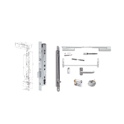 Kit de Cerradura Electrificada / Control de Acceso Integrado / Barra Antipánico / Perfil Angosto / Acero Inoxidable