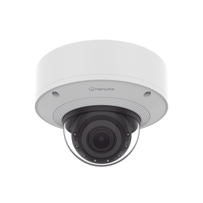 Cámara Domo 2MP Solid EDGE / Wisenet WAVE embebido / Antivandalica / Lente Motorizado de 4.38 A 9.33mm / P-Iris / WDR 120dB / 1TB SSD / IP66, IP67, IK10+, NEMA4X, IP6K9K