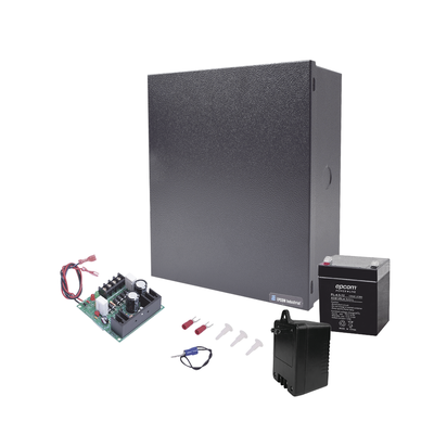 Fuente de Poder para Control de Acceso / 12 Vcc / 1A / Supresión de Voltaje 110-130 Vca / Batería de Respaldo 4 Ah / Uso en Interiores