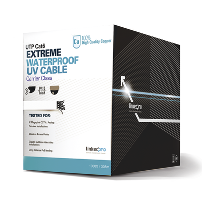 Bobina de Cable UTP Cat6 para Exterior / 305 Metros (1000 Pies) / 23 AWG Cobre Sólido / Certificado UL / Sin Blindaje / 1 Gbps / PoE Extendido