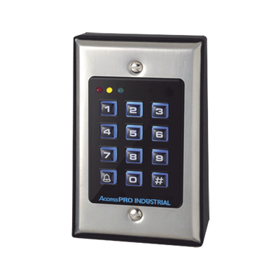 Teclado de Control de Acceso / 1,100 Usuarios / Lector 125 kHz / Salida Wiegand / Contacto Húmedo y Seco / Acero Inoxidable / Montaje en Pared