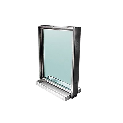 Ventana blindada / Nivel V balístico / Cristal 51mm / 80x60cm / Charola pasa documentos / Acero inoxidable / Paso de voz