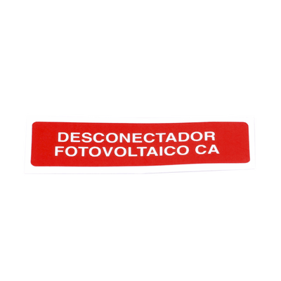 Etiqueta de Desconectador Fotovoltaico / Vinil Adhesivo Mate / Paquete 20 Unidades / Resistente a Clima Extremo