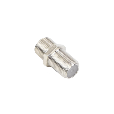 Adaptador Barril Coaxial / Conector F Hembra a F Hembra / 75 Ohm / Montaje en Línea / Zinc Niquelado / Aislante de Polietileno