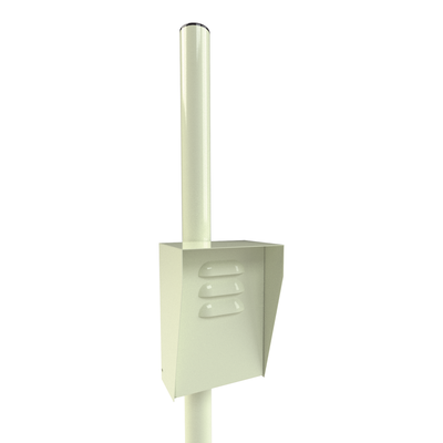 Montaje para piso / Tubo calibre 18 de 2" / Altura 2.5 m (8.2 ft) / Gabinete 156 x 249 x 121 mm