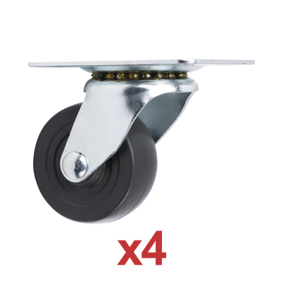 Kit de Ruedas Locas para Racks / 2.5 in (6.35 cm) / Carga 125 lb por Rueda / Base 3 7/8 x 2 3/4 in (9.8 x 7 cm) / Altura 3.25 in (8.25 cm)