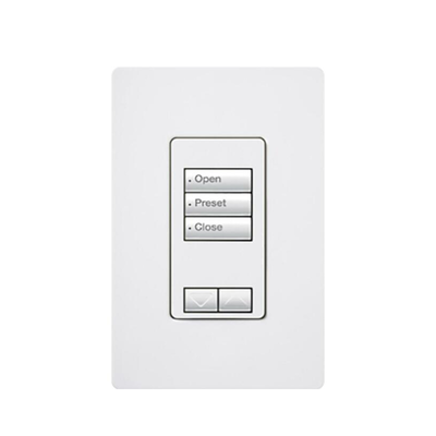 Teclado de pared / 3 botones programables / 2 botones subir-bajar cortinas / RF Clear Connect / RS232 e IP / Retroiluminado / Caja estándar
