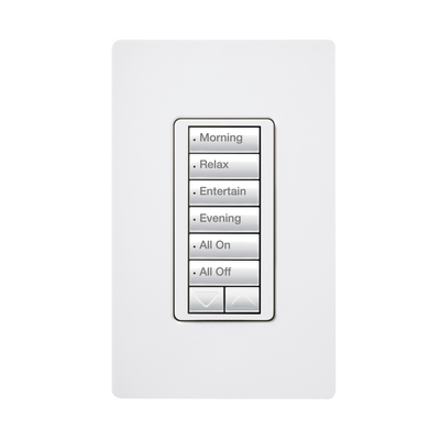 Teclado de Pared Inalámbrico / 6 Botones con Subir/Bajar / Retroiluminación Ajustable / RF Clear Connect / Programación de Escenas / Caja Estándar