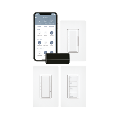 Kit de inicio para sistemas de control de iluminación / 100 dispositivos / 4 repetidores / Compatibilidad LED y CFL / Integración con asistentes de voz