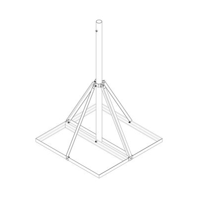 Base No Penetrante para Techo / Mástil 1.5 m (4.9 ft) / Armazón 0.9 x 0.9 m (3 x 3 ft) / Acero Galvanizado en Caliente / Instalación sin Perforación