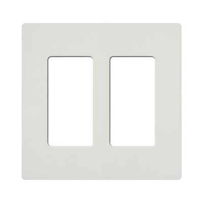Placa de Pared / 2 Espacios / Blanco Satin Snow / 4.7 x 4.76 x 0.28 in / Diseño Sin Tornillos