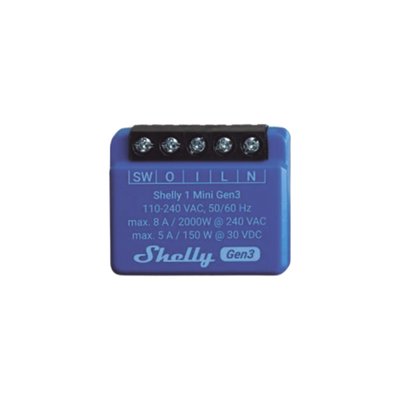 Relé Inteligente Wi-Fi / 1 Canal / 8 A (2000 W) / Contacto Seco / Ultra Compacto 29x35x16 mm / 2.4 GHz