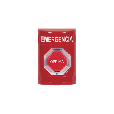 Botón de Emergencia / Acción Mantenida / Girar para Restablecer / LED Multicolor / Texto Español / ADA / Anti-Vandálico