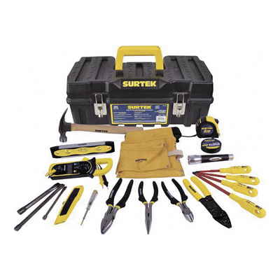Juego de Herramientas para Electricista / 21 Piezas / Multímetro Digital de Gancho / Destornilladores Aislados 1000V / Caja Plástica 21" (53.3 cm)