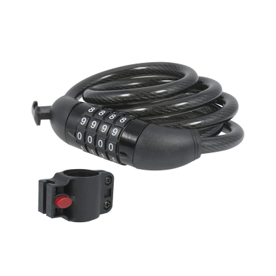 Candado de Cable con Combinación / 4 Pines / 10,000 Códigos / Cable 120 cm (3.9 ft) / Nivel de Seguridad 3 / Acero Trenzado con PVC