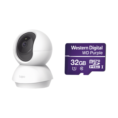 Kit de Cámara IP Wi-Fi / Incluye 1 Pieza Modelo TAPOC200 / 2 Megapixel / Audio Doble Vía / Utiliza La App Tapo / 1 Memoria Micro SD Modelo Mod WD32MSD