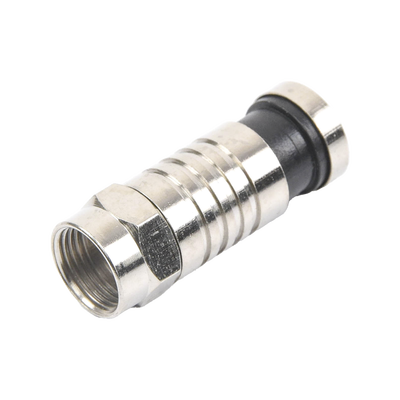 Conector F Macho / Compresión en Línea / Cable RG-6 / Cuerpo Bronce Niquelado / Contacto Central Oro / Aislante Teflón