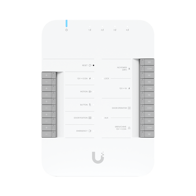 Controlador de Acceso IP / 2 Lectores / 2 Cámaras / 5 Puertos Gigabit / PoE++ 802.3bt / 4 Entradas de Sensor / 2 Terminales AUX