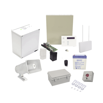 Kit de Alarma Vecinal / 40 Botones Inalámbricos / Panel con Teclado Alfanumérico / Sirena Estroboscópica / Gabinete Exterior
