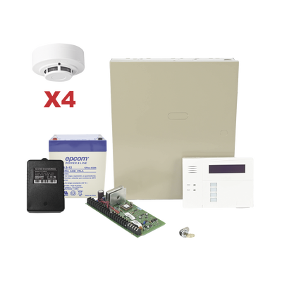 Panel de Alarma / 48 Zonas Programables / Encriptación y Respaldo 4G / Monitoreo Remoto / 4 Sensores de Humo / Gabinete con Batería y Transformador