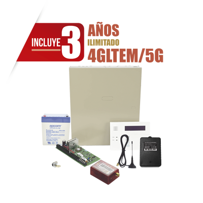 (3 Años 4GLTEM/5G ILIMITADO INCLUIDO) Kit Vista48LA con comunicador 4GLTEM/5G MN01, Teclado, Gabinete, Batería y Transformador