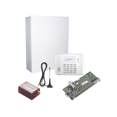 Kit Panel de Alarma Híbrido / 48 Zonas / Teclado Alfanumérico RF / Comunicador Celular MN01LTEM / 3 Particiones