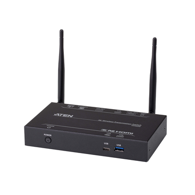Switch de Presentaciones Inalámbrico / 4K UHD 30 Hz / HDMI y VGA / Multivista 2 Fuentes / PoE / Control USB Posterior
