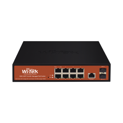 Switch Administrable PoE / 8 Puertos Gigabit / 2 SFP / 150W / 20Gbps / 6kV Protección Rayos / Fanless / -10 a 55°C / 0.71 x 0.46 x 0.18 pies