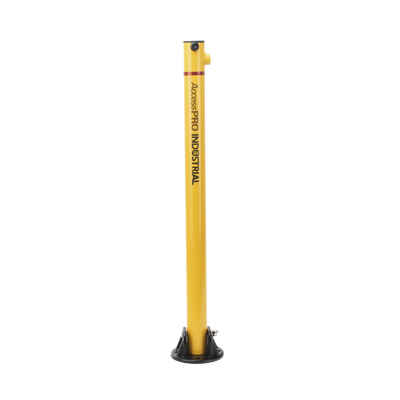 Bolardo Retráctil / Acero de Alta Resistencia / 60 x 900 mm / Llave de Seguridad / Bandas Reflejantes / Uso Exterior