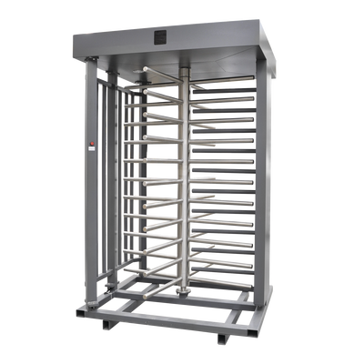 Torniquete de Cuerpo Completo / 4 Ejes de Seguridad / Rotación 90° / Paso 25 Personas/min / Emergencia 40 Personas/min / Interior/Exterior con Techo / 110 VCA / Acero Inoxidable con Pintura Gris