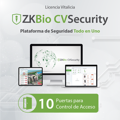 Licencia de Software / Control de Acceso / 10 Puertas / Biométrico Green Label / Vitalicia