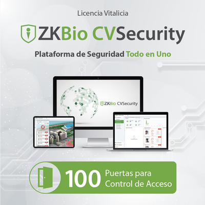 Licencia de Software / Gestión de 100 Puertas / Control de Acceso / Compatible con InBio Pro y Biométricos ZKTeco