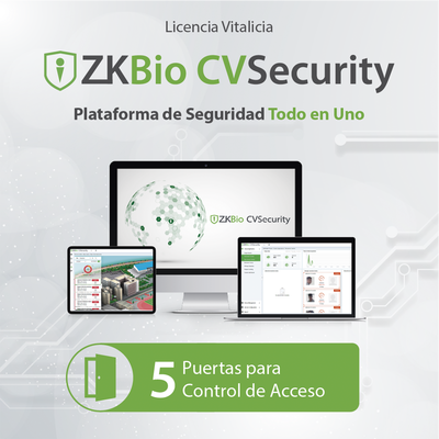 Licencia de Software / Control de Acceso / 5 Puertas / Vitalicia / Paneles InBioPro e InBio / Biométricos Green Label