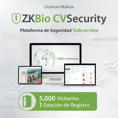 Licencia de software / Gestión de 5,000 visitantes mensuales / 1 estación de registro / Compatible con PDS-3000 / Reemplazo ZKCVLICRE