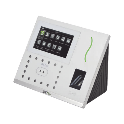 Checador Biométrico / Reconocimiento Facial 12,000 Rostros / Reconocimiento de Palma 6,000 Plantillas / 20,000 Huellas y Tarjetas / CPU Cuatro Núcleos 1.4 GHz / Ángulo +/-60°