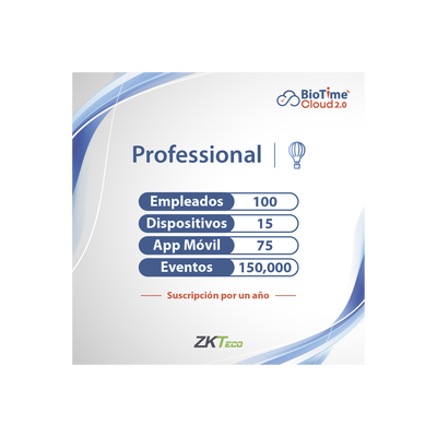 Licencia Cloud / 100 Usuarios / 15 Dispositivos / Gestión de Asistencia / Anual