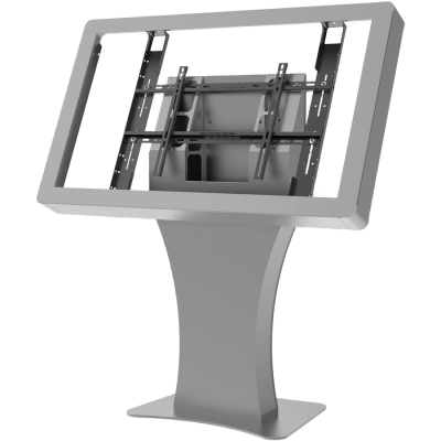 Kiosko Landscape Indoor / Soporte Pantallas 43"-55" / Diseño Hourglass / Base Plana Rectangular / Supresor 6 Salidas UL / Bandeja Interna / Acabado Powder Coat