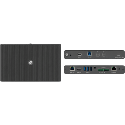 Switcher Automático 2x1 USB-C/HDMI | 4K60 4:4:4 18 Gbps HDCP 2.3 | HDBaseT 3.0 TX/RX hasta 40 m (131.2 ft) | USB 3.2 Gen 2 10 Gbps | Carga USB-C PD 60 W | Audio Balanceado con De-embedding | RS-232, IR y GPIO / Mega Tool