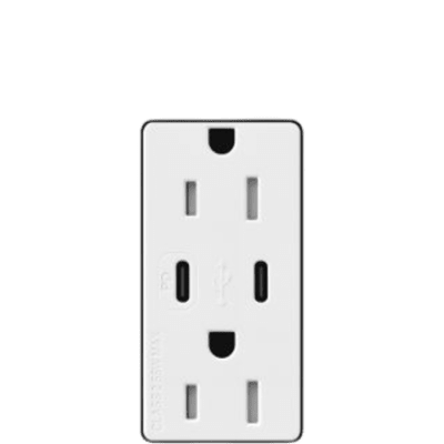 Receptáculo USB Lutron / 15 A 125 V~ / Tipo A+C / Power Delivery 55 W / Tamper Resistant / Claro Satin Midnight