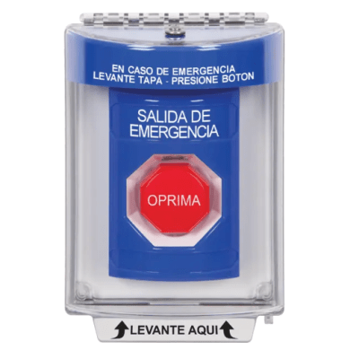Botón Multipropósito / Salida de Emergencia / Reset Neumático / Sin Bocina / Texto Español / Tapa Policarbonato / 2 Relevadores Forma C / Interior-Exterior / -40°C a 121°C