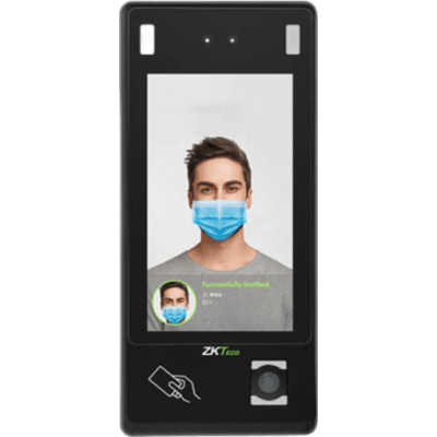 Terminal de Control de Acceso Multi-Biométrico 4G / Android 9.0 / Reconocimiento Facial Luz Visible / Lector QR Dinámico / OSDP v2.1.7 / Doble Frecuencia de Tarjetas / PoE / Anti-Spoofing / 50,000 Usuarios