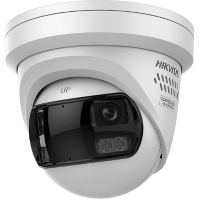 Cámara Turret IP / 4 MP / Doble Lente 2.8 mm / 186.4° / ColorVu / WDR 130 dB / Luz Blanca 40 m (131.2 ft)