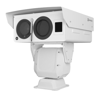 PTZ Punta de Poste IP Dual / Lente Térmico 100 mm (640 X 512) / Lente Óptico 56X Zoom (4 MP) / 800 mts (2,625 pies) IR Laser / 36 VCC / IP66 / Recubrimiento Anticorrosivo