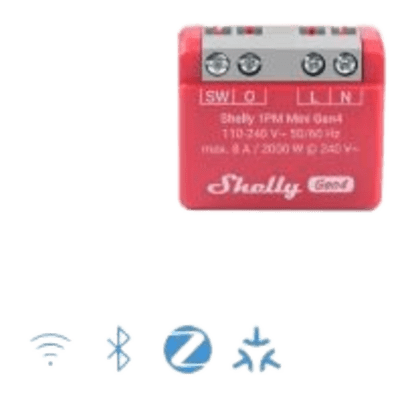 Interruptor Inteligente Mini / 1 Canal 8A / Medición de Consumo / Wi-Fi 2.4 GHz / Zigbee / Bluetooth / Matter / AC 110-240V