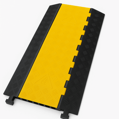 Protector de Cable / 3 Canales 56x55 mm / Carga 6.1 Toneladas / 90 cm (2.95 ft) Largo / Hule y Plástico / Amarillo-Negro